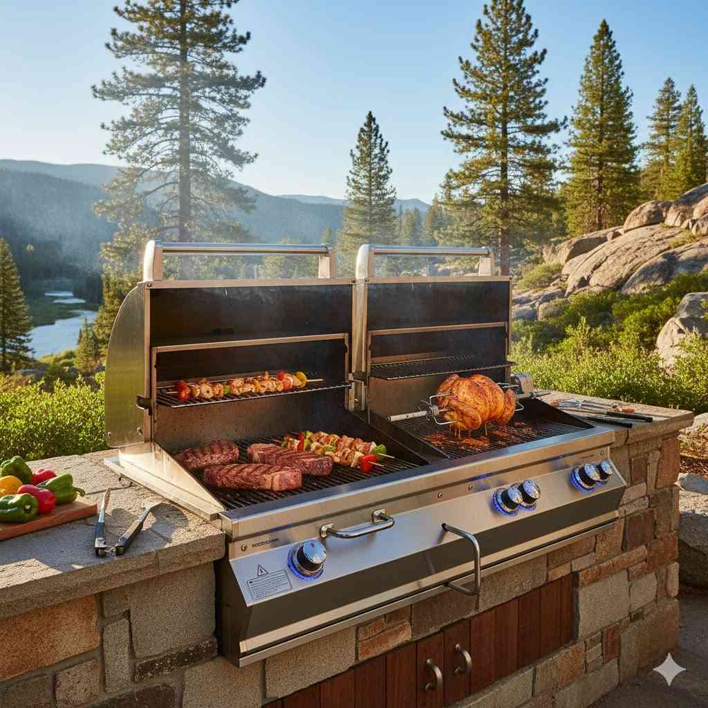 Fire Magic Aurora A830I Gas And Charcoal Combo Grill With Rotisserie