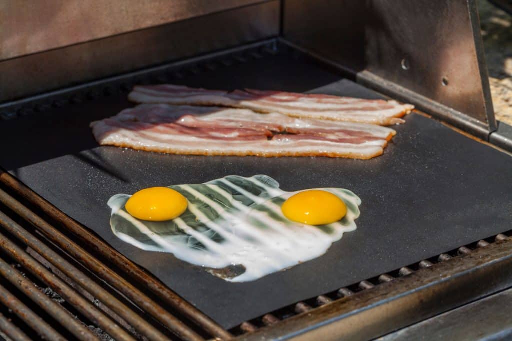 Eggs and Bacon Breakfast on the Grill Outside