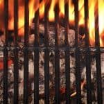 Empty Barbecue Grill With Glowing Charcoal