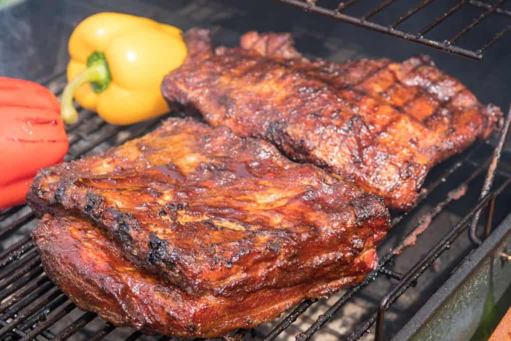 grilled pork ribs on a grill