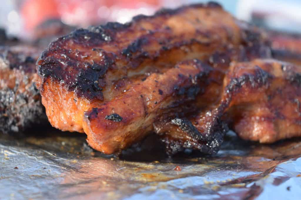 crispy succulent ribs on tin foil