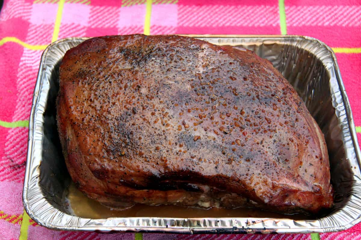 Smoked roasted pork roast for pulled pork