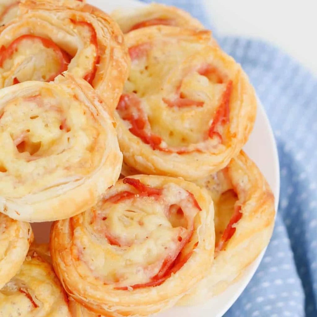 Ham and cheese pinwheels.