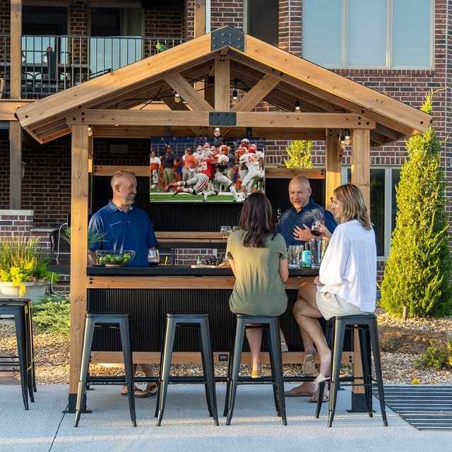 backyard outdoor kitchen with bar