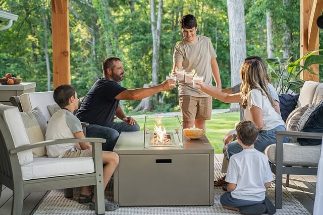 brick kitchen with fire pit