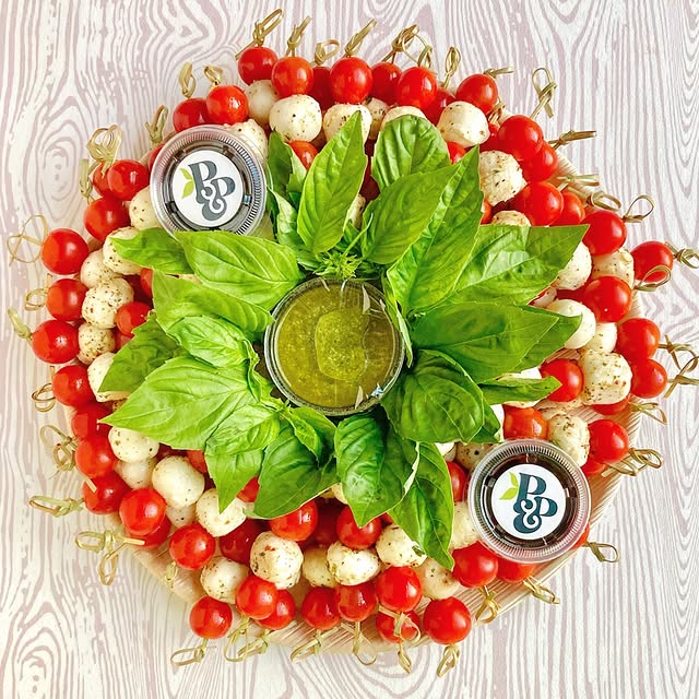 Caprese Skewers With Pesto Side