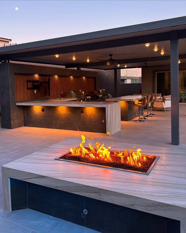 11 Stylish Concrete Outdoor Kitchen Ideas You’ll Want To Copy 9 Elegant Fireplace For Outdoor Kitchen