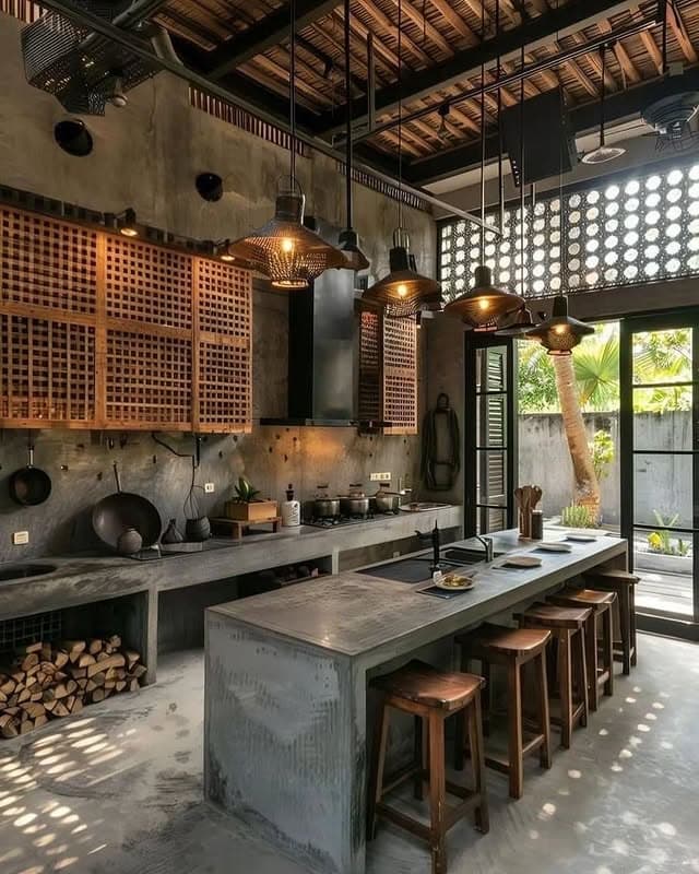 11 Stylish Concrete Outdoor Kitchen Ideas You’ll Want To Copy 3 Industrial Style Kitchen With Raw Concrete
