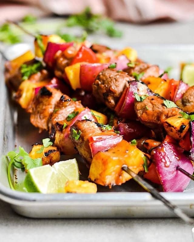 Pineapple Bbq Pork Skewers Kebab