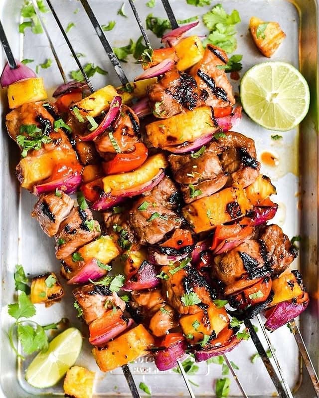 pineapple bbq pork skewers