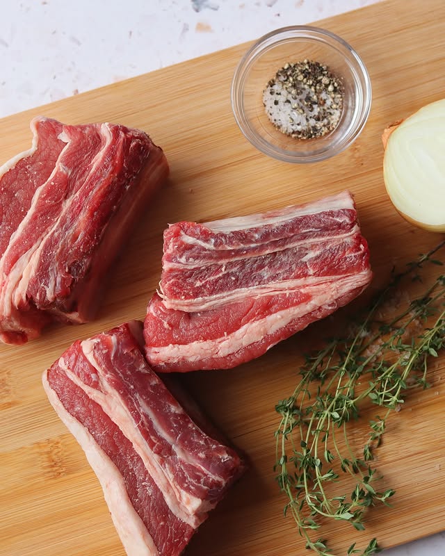 Raw Beef Short Ribs Rosemary And Spices