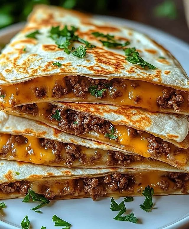 Cheesy Beef Quesadillas