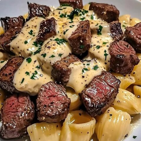 Creamy Herb Shells With Savory Garlic Steak Bites