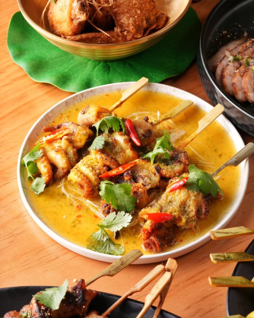 Grilled Octopus Skewers Recipe: Tender, Flavorful, And Simple 2 Grilled Baby Octopus Skewers With Zesty Spicy Sauce