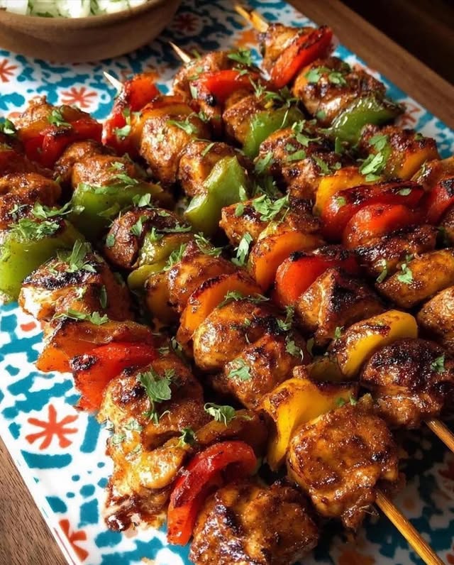 Grilled Eggplant And Chicken Skewers
