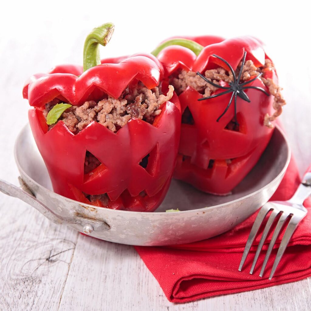 Boo-Cue Party! 15 Halloween Bbq Ideas For Ghouls And Guests 11 Jack O Lantern Stuffed Peppers