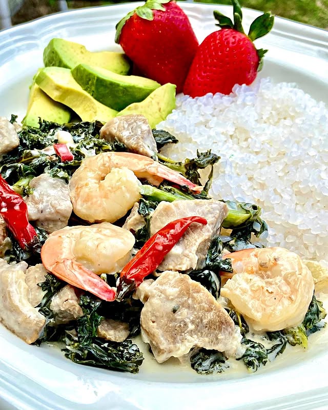 Kale Laing With Shrimp And Pork Filipino Dish