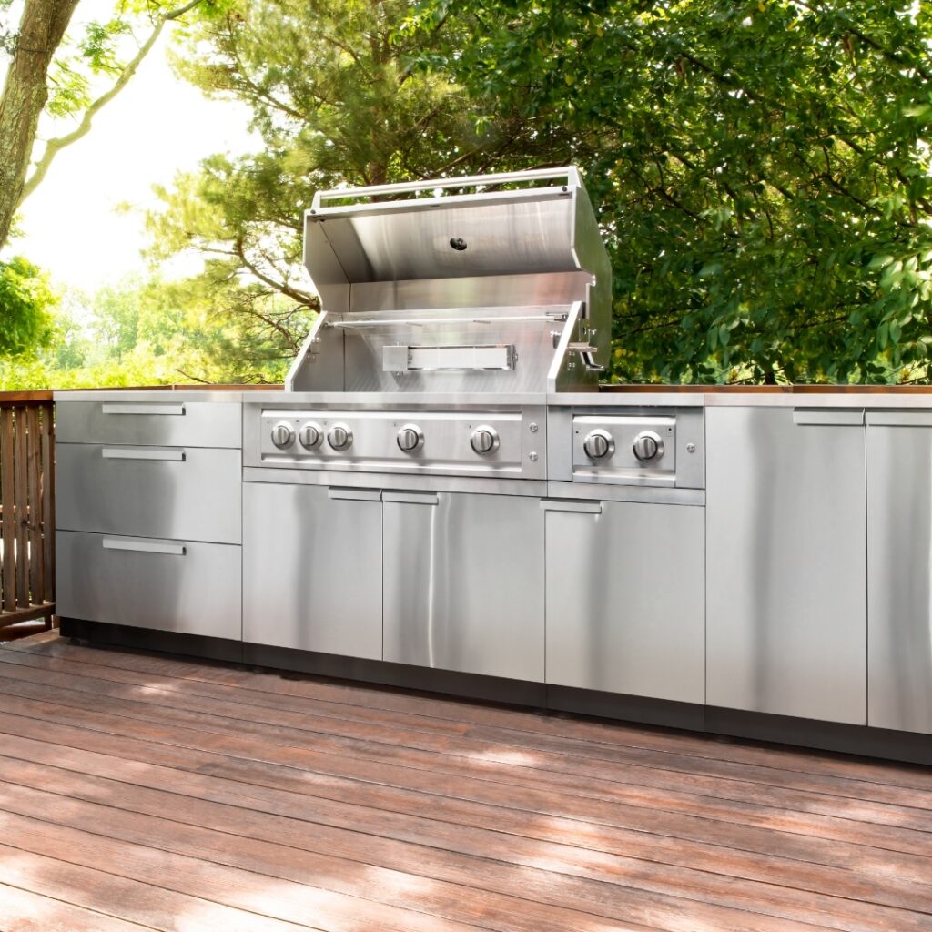 Top 10 Stylish Outdoor Kitchen Cabinets To Elevate Your Backyard Cooking Space 1 Newage Grove Stainless Steel Cabinets