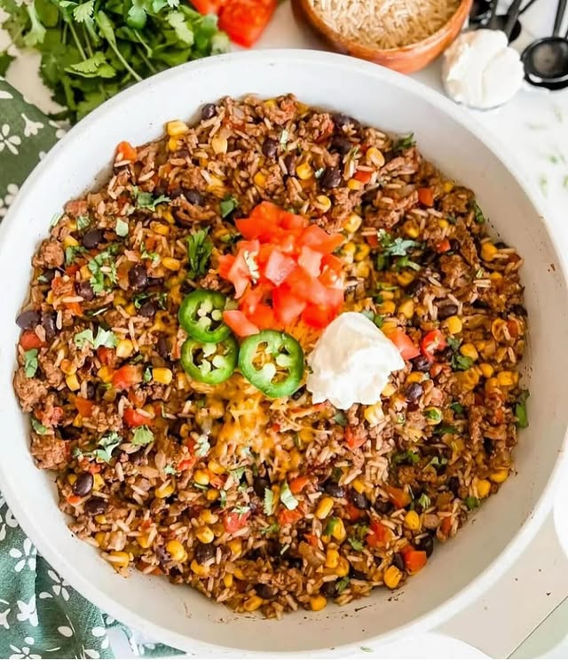 One Pot Beef And Rice Skillet