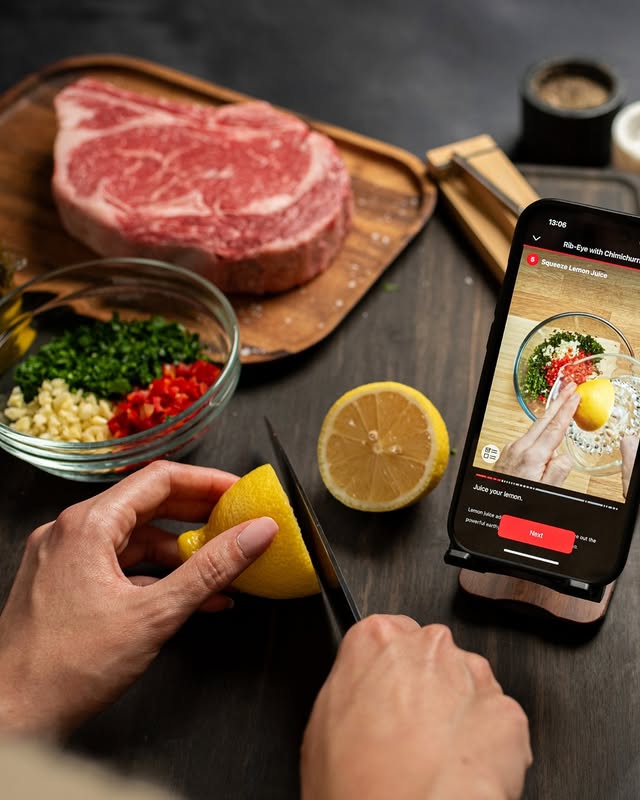 Prepping Bbq Meat And Veggies With Meater Thermometer