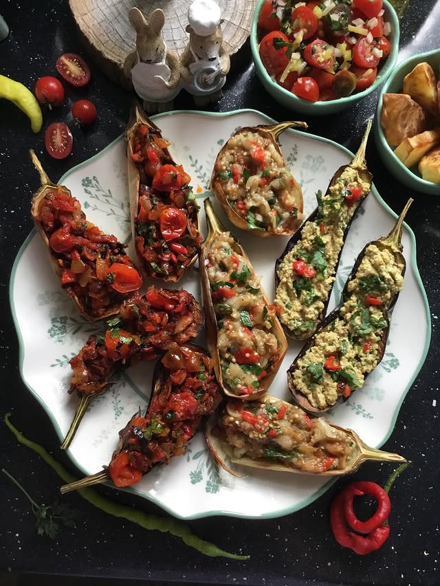 Stuffed Eggplants With Lamb And Spices