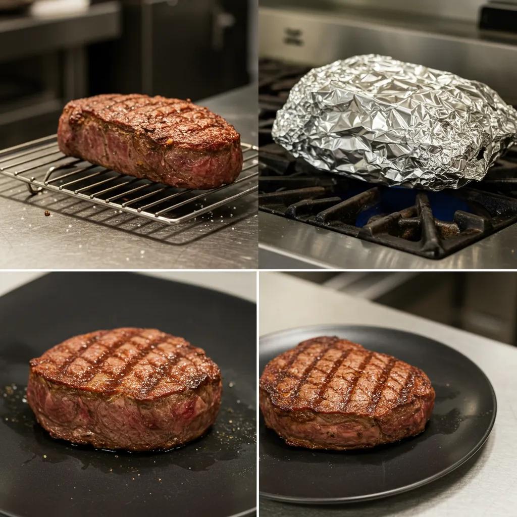Steak Resting Time: How Long Should You Wait? 1 Steak Resting Time-Different Methods For Resting Steak Including A Rack, Foil Tent, And Warm Plate