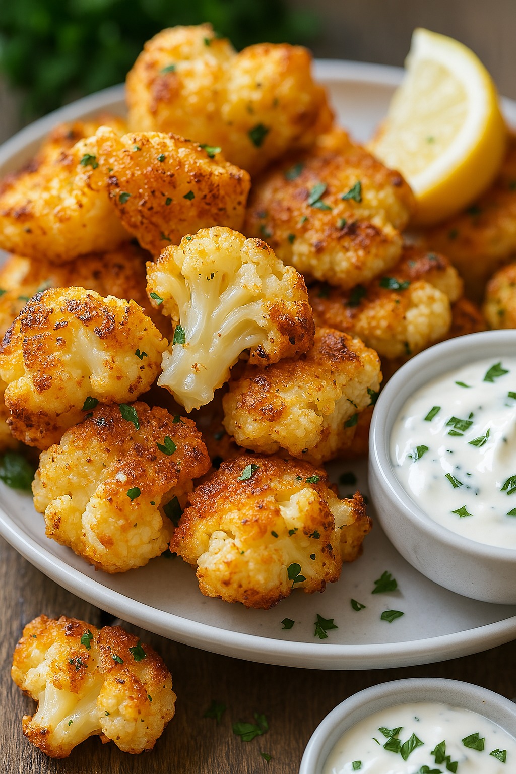 grilled cauliflower wedges with herb tarator