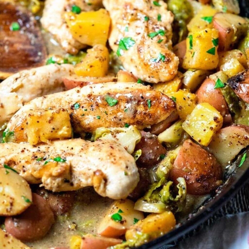 Honey Mustard Glazed Chicken With Roasted Brussels Sprouts