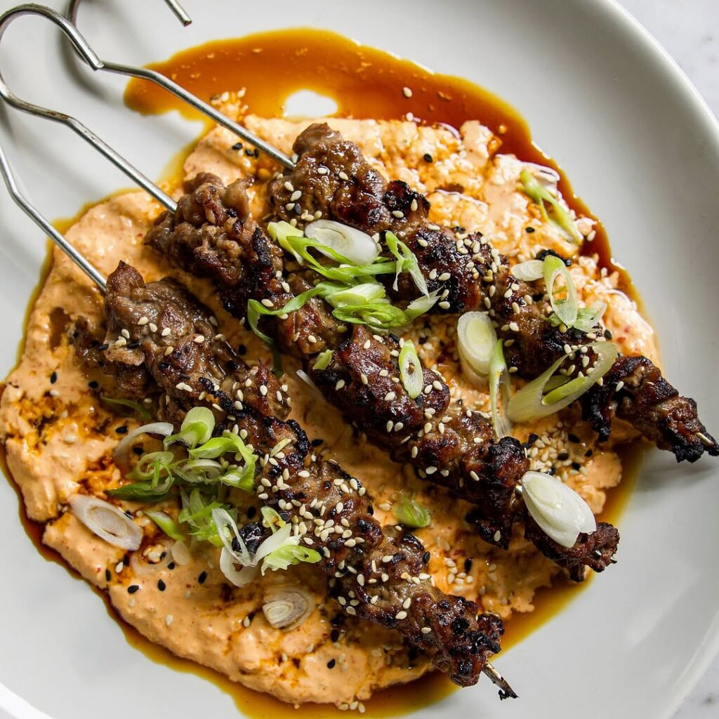 Korean Bbq Beef And Scallion Skewers Bulgogi Style