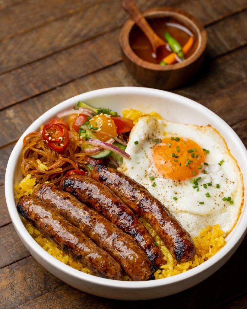 Longganiza With Shanghai Rice And Egg With Sides