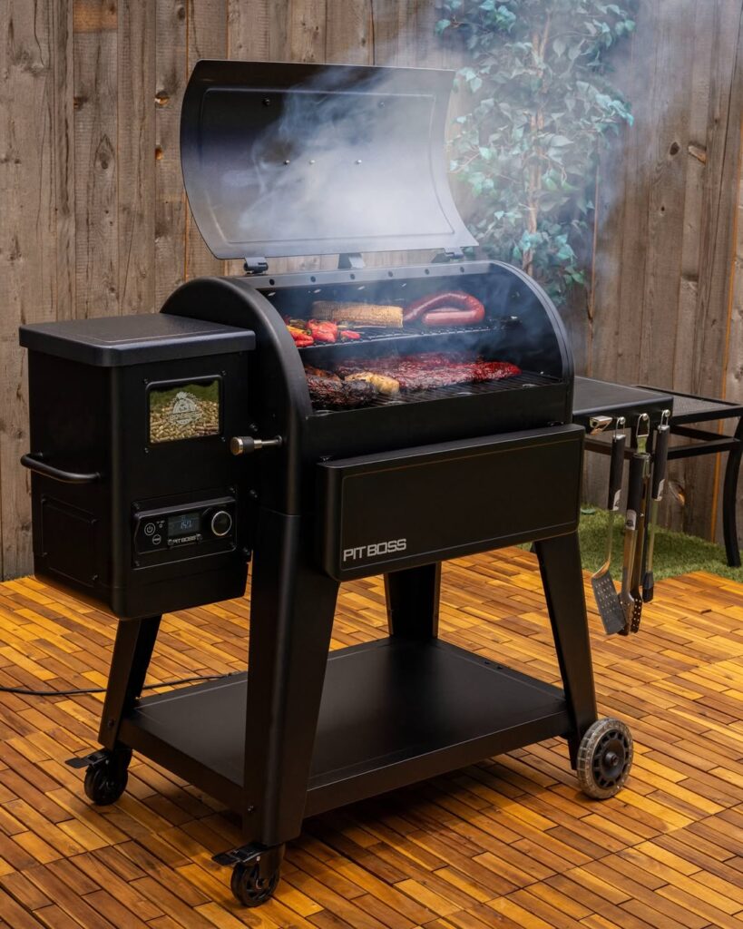 Pellet Grill Smoking Multiple Meats And Veggies