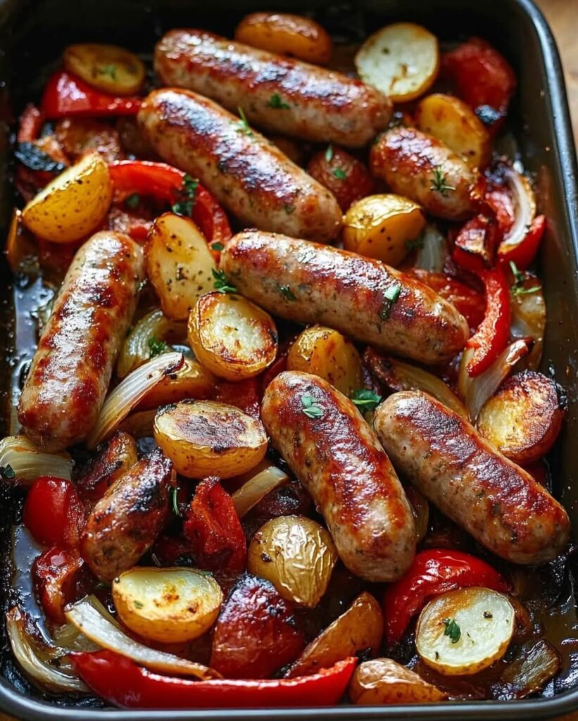 Roasted Sausage And Peppers With Garlic Potatoes