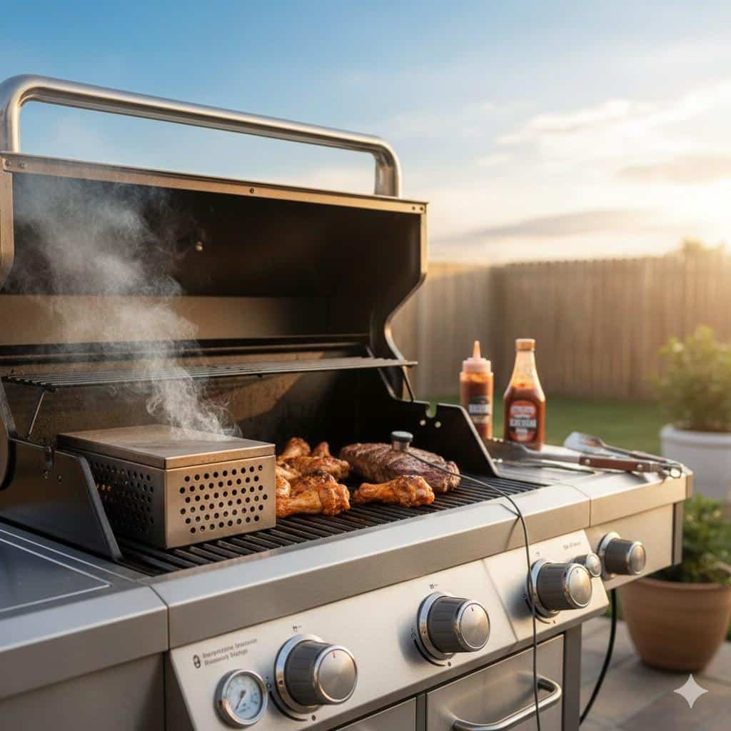 Gas Grill With Smoker Box