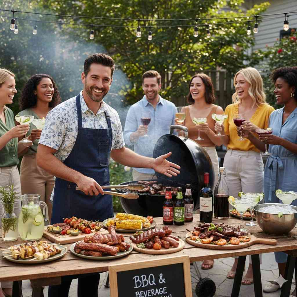 Bbq + Drink Pairings (15 Selections): What Drinks Go Well With Different Bbq Dishes 17 Man Hosting A Bbq Party With Great Drink Pairings