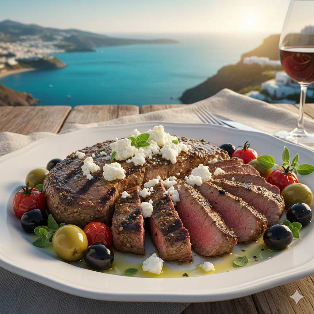 Mediterranean Sirloin With Feta And Olives