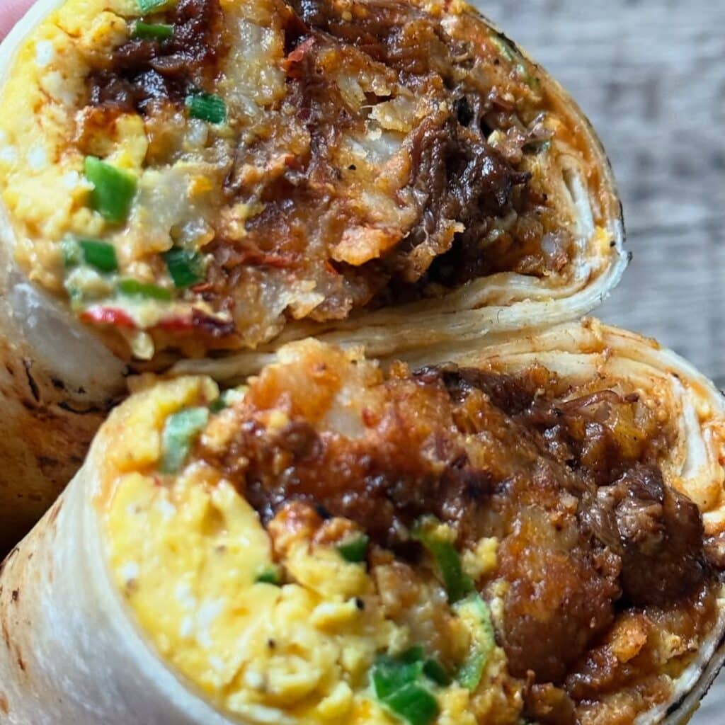 Prime Rib Breakfast Burritos