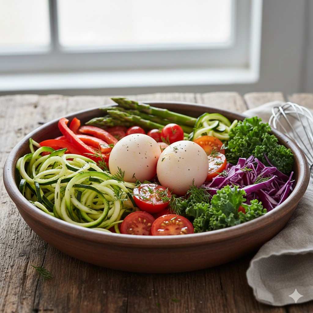 Veggie-Packed Lomi With Crispy Chicken Skin Magic 2 Vegetables And Eggs In A Bowl