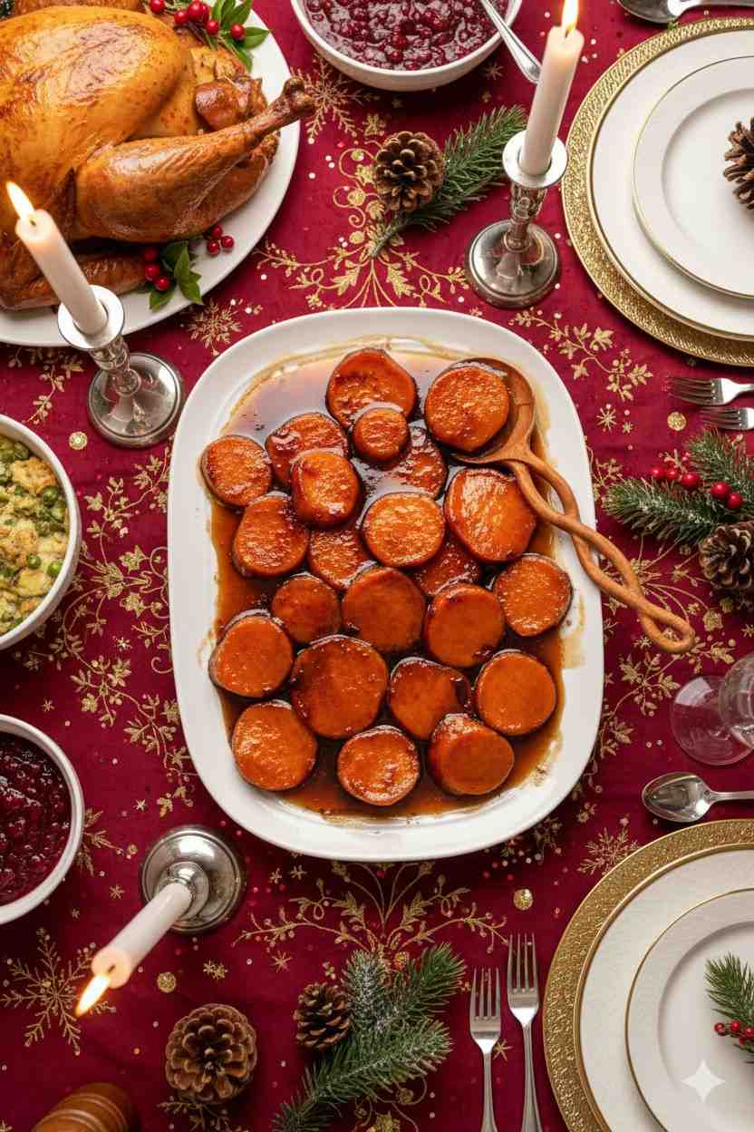 yam vegetable root recipe on a christmas dinner table