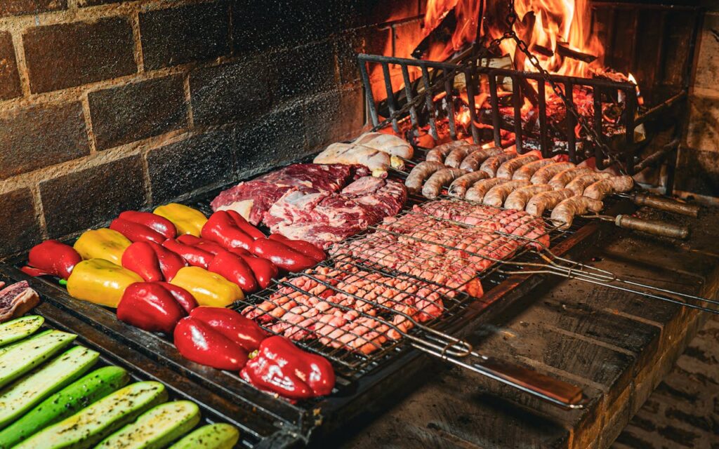 Bbq Meat And Veggies On The Grill