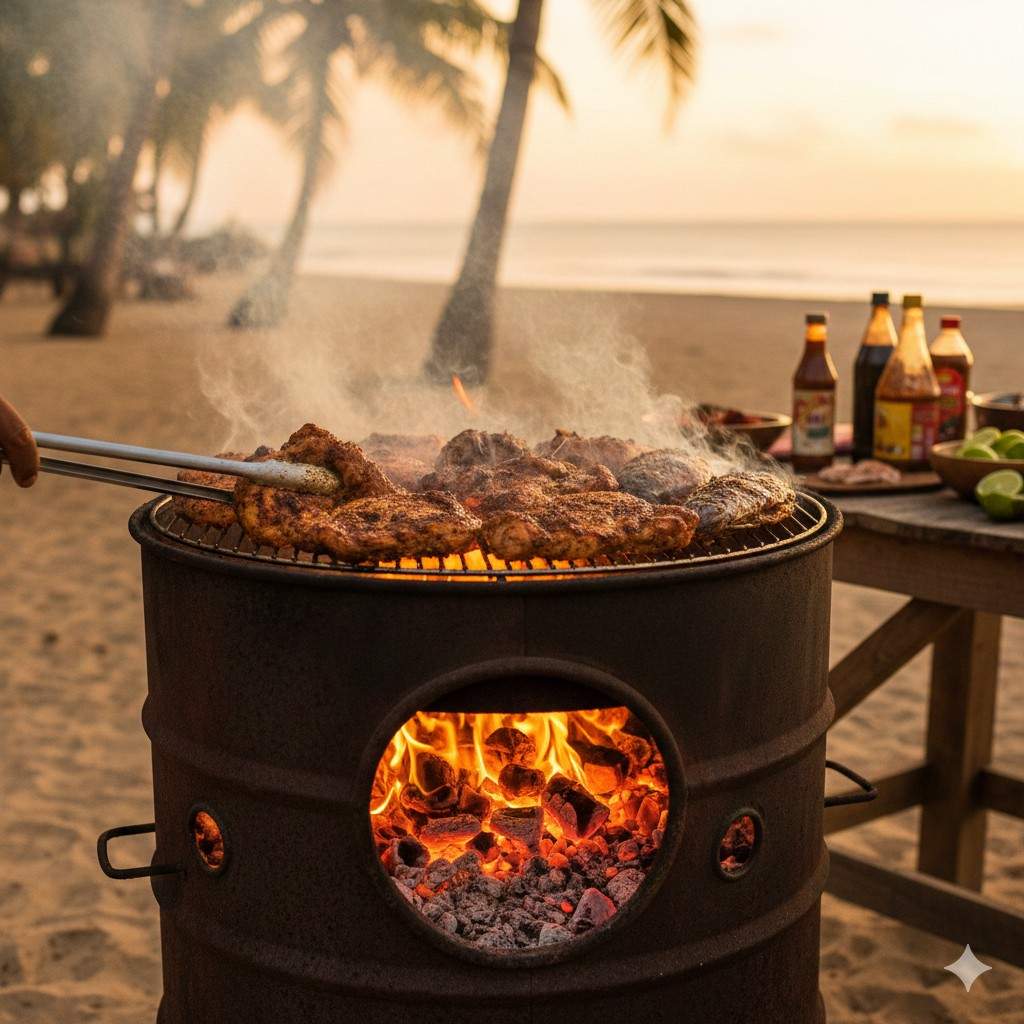 Caribbean Jerk Bbq Grilled Over Drum Grill