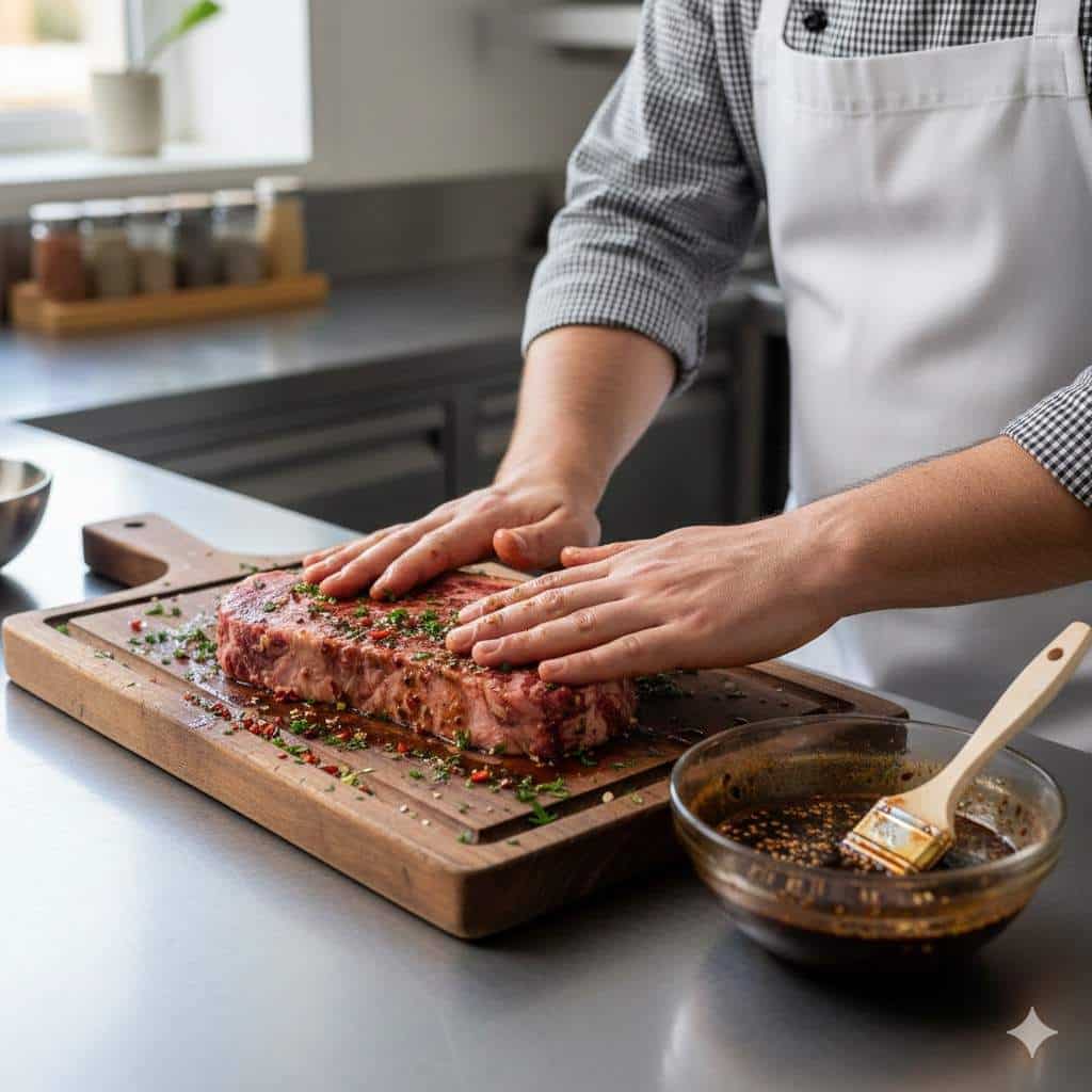 Chef Marinating Steak