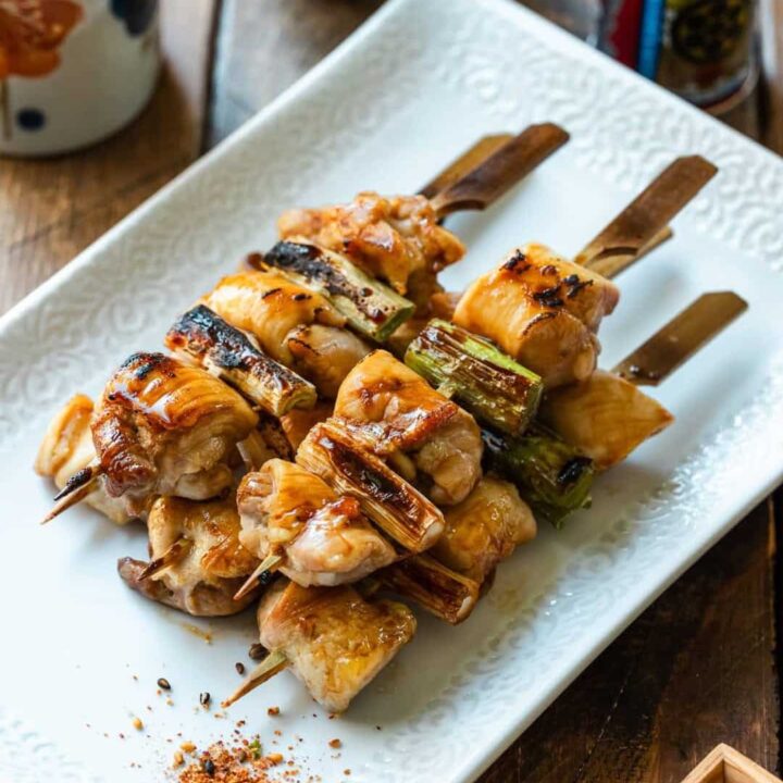 Delicious Yakitori On A Porcelain Plate
