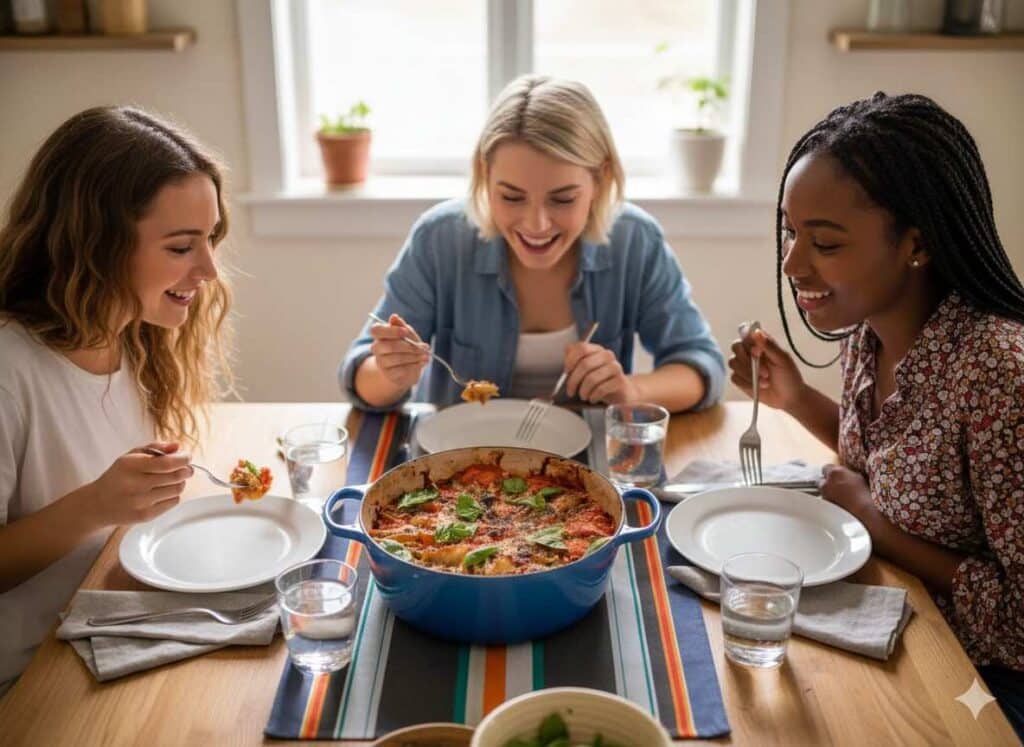 Girls Eager To Eat Mushroom And Spinach Bbq Shells