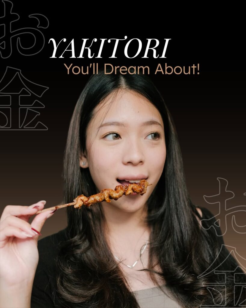 Japanese Girl Eating Yakitori