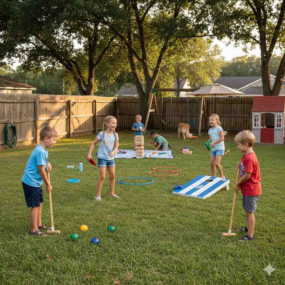 Kids Playing Backyard Games