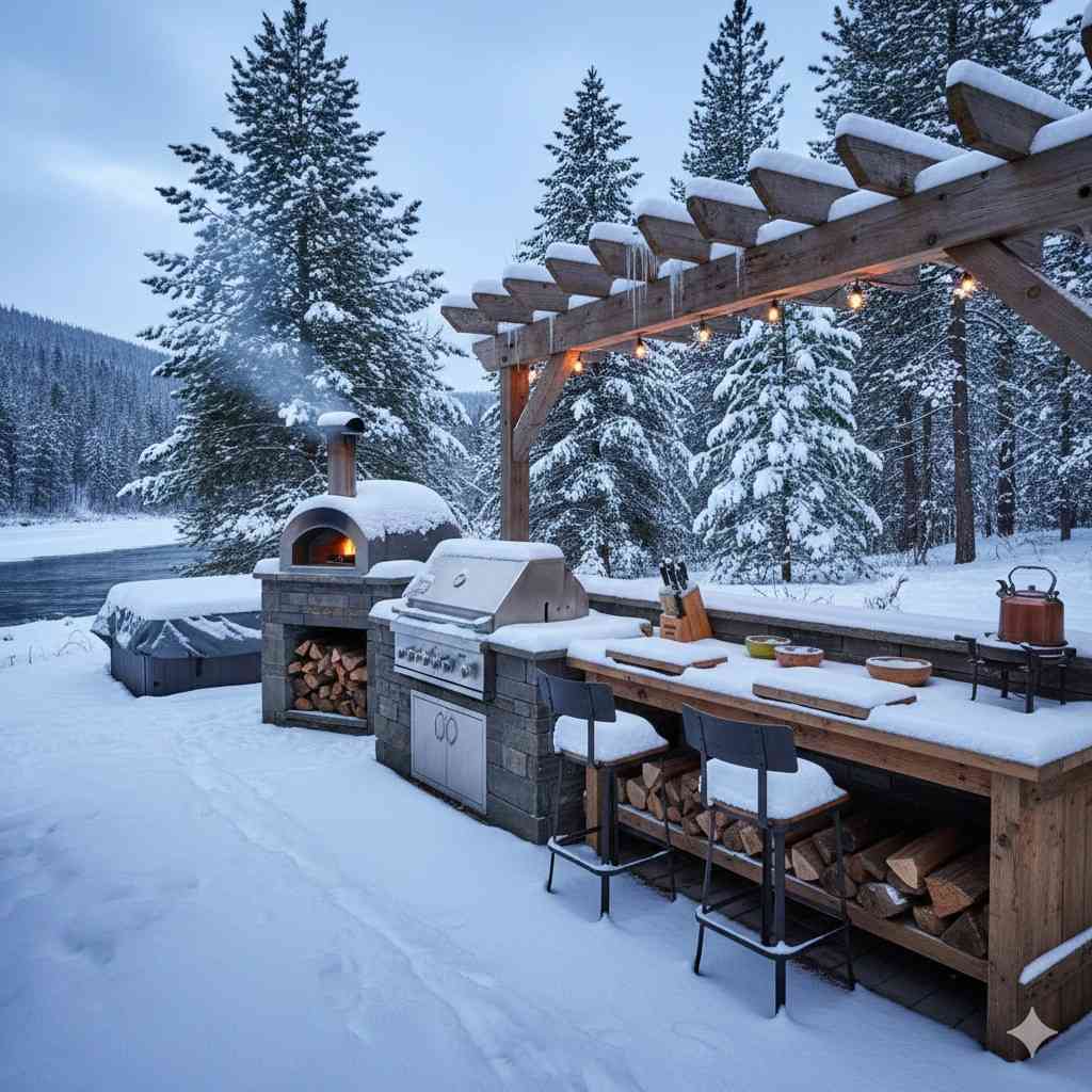 Outdoor Kitchen Storage Solutions: Smart Cabinets, Weather-Proofing And Organization Ideas 1 Outdoor Kitchen In The Snow