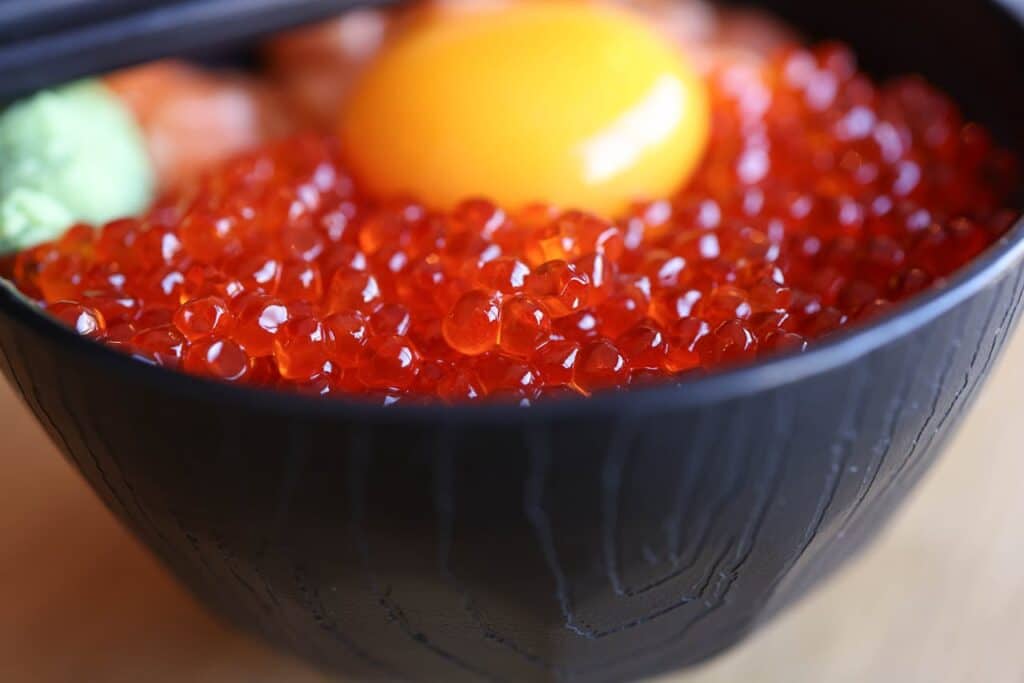 Preparing Grilled Salmon And Caviar Feast