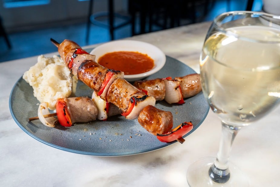 Queens Spicy Sausage Skewers