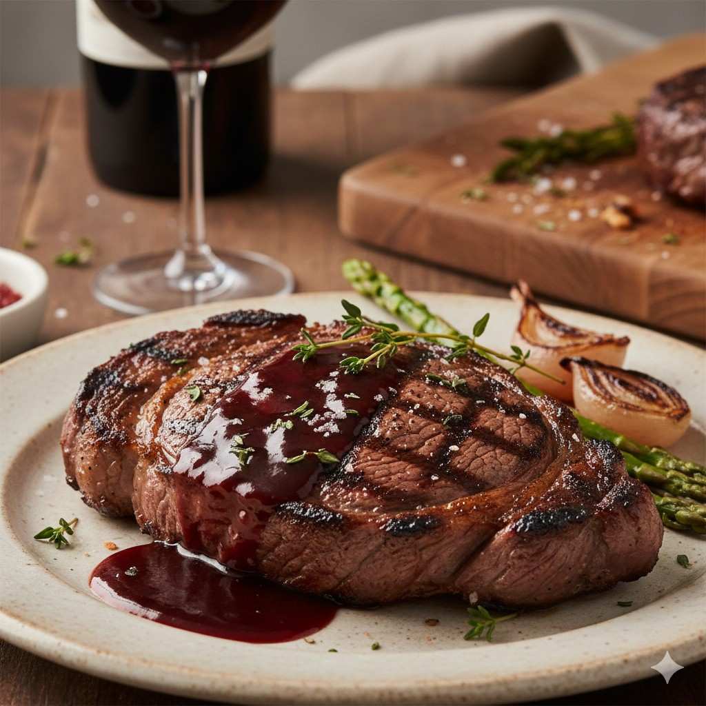 Ribeye With Red Wine Reduction