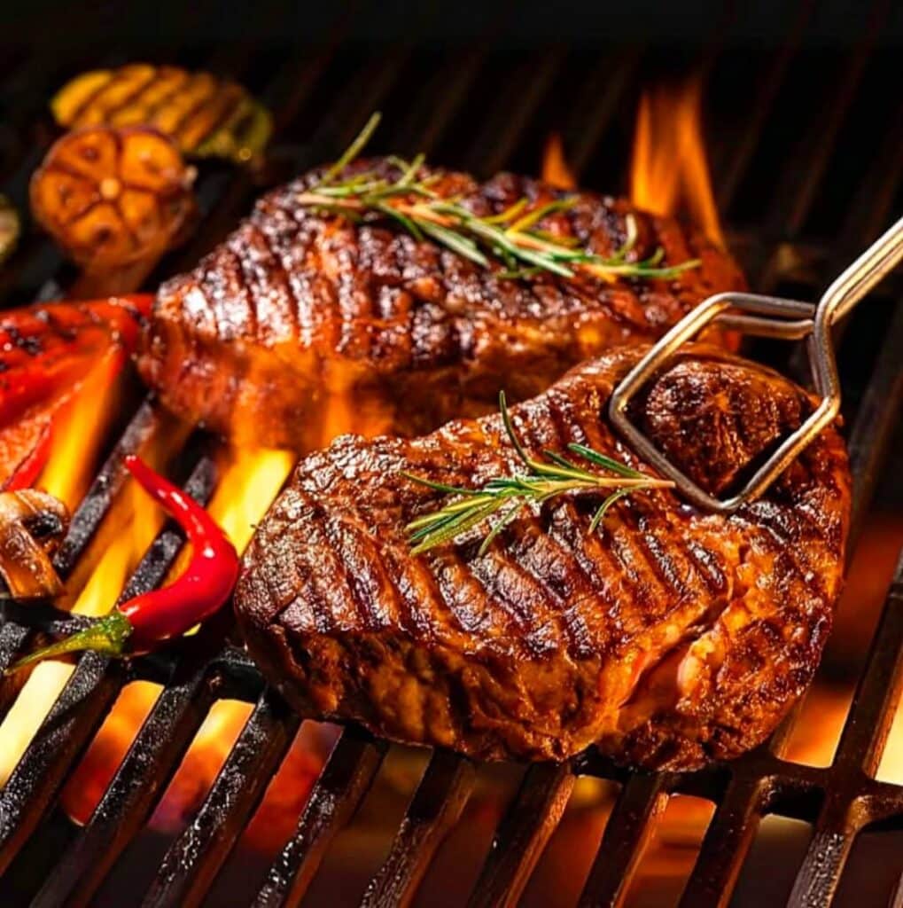 Battle Of The Propane Gas Giants: Monument Grills Mesa 415Bz Vs. Broil King Monarch Series 4 Searing Meat On A Grill